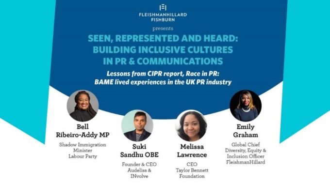 Image of panelists for online diversity and inclusion event hosted by FHF London