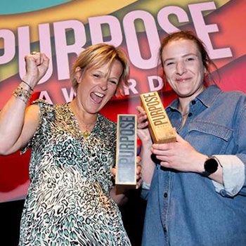 FleishmanHillard's Christina Peach celebrates winning an EMEA Purpose Award