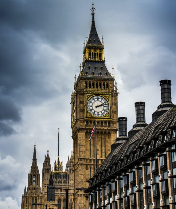 London's Big Ben from a low-angle