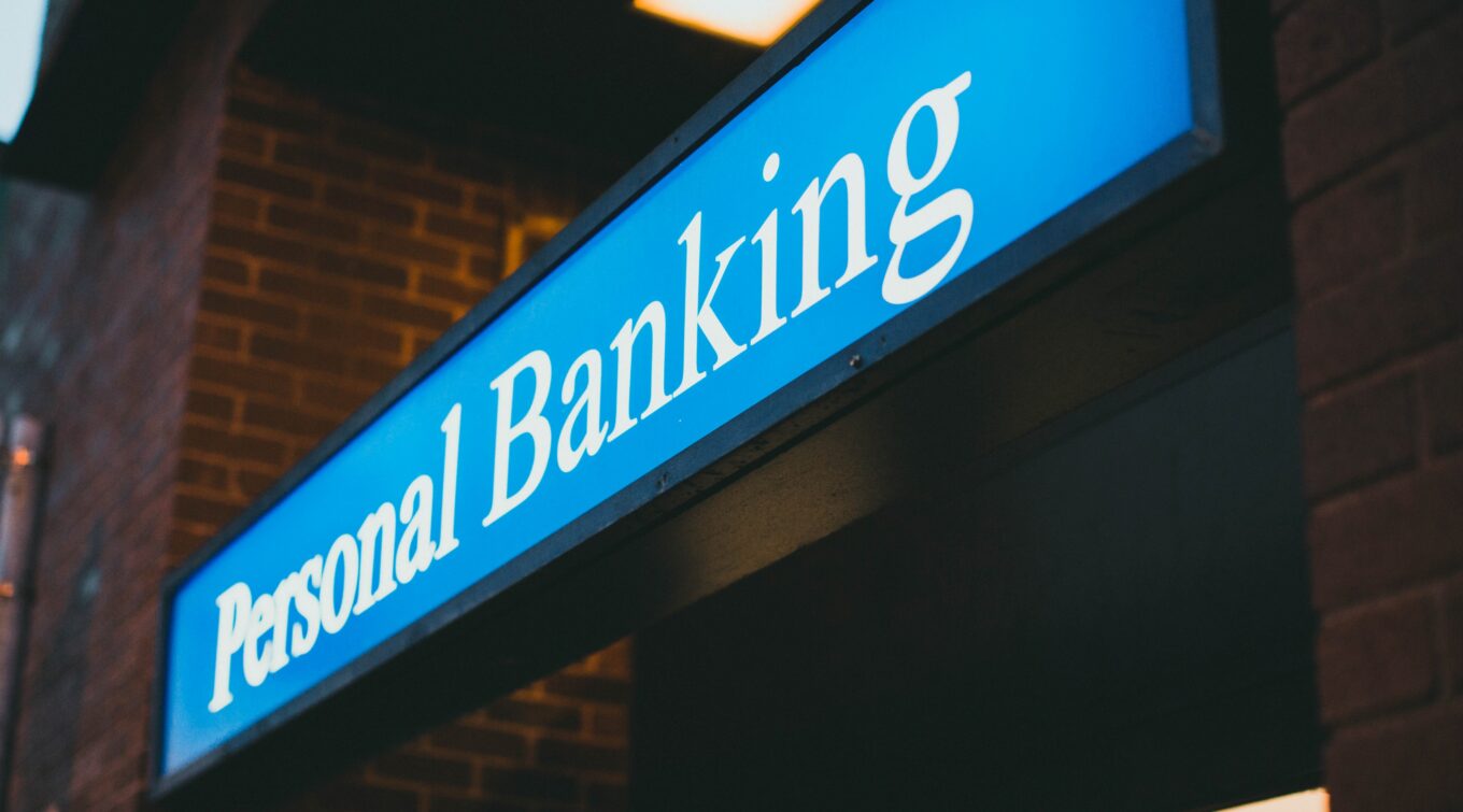 Illuminated Personal Banking signage.
